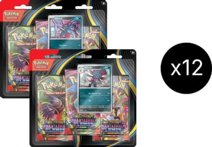 Phantasmal Flames 3-Pack Blister Case — sealed Pokémon TCG product