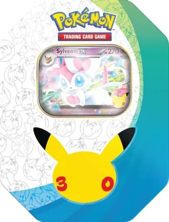 30th Celebration ex Tin [Sylveon ex] (International Version) — sealed Pokémon TCG product