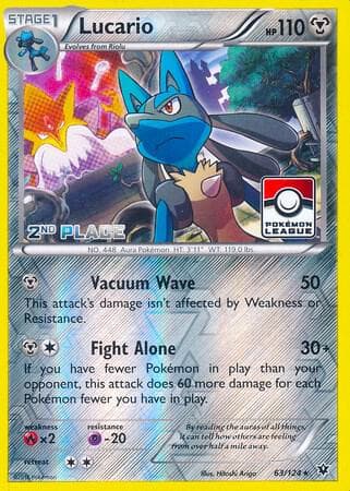 Lucario - 63/124 (Pokemon League) [2nd Place] — League & Championship Cards 63 Pokémon card