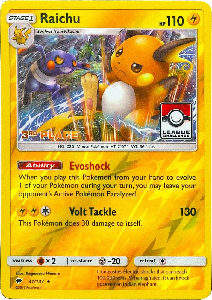 Raichu - 41/147 (League Challenge) [3rd Place] — League & Championship Cards 41 Pokémon card