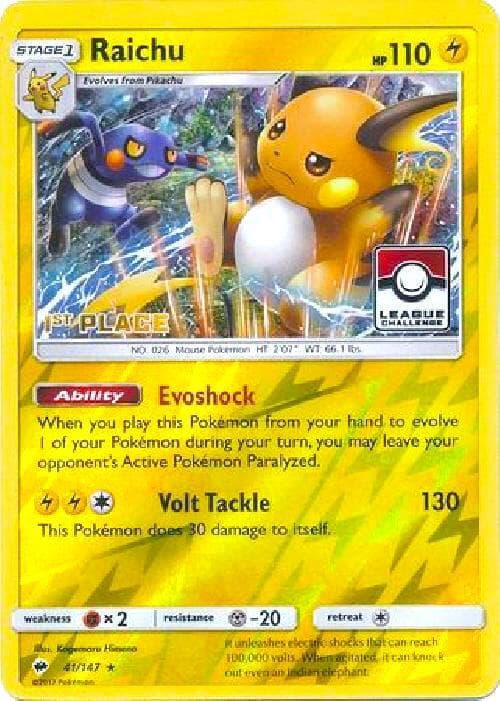 Raichu - 41/147 (League Challenge) [1st Place] — League & Championship Cards 41 Pokémon card