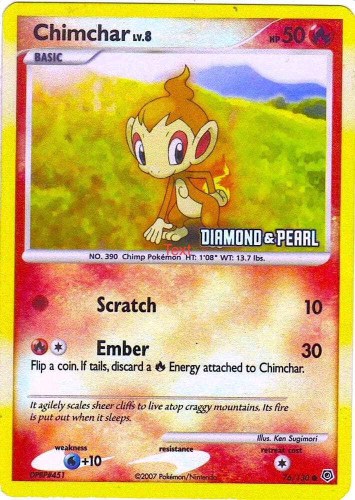 Chimchar - 76/130 [Diamond & Pearl] — Burger King Promos 76 Pokémon card