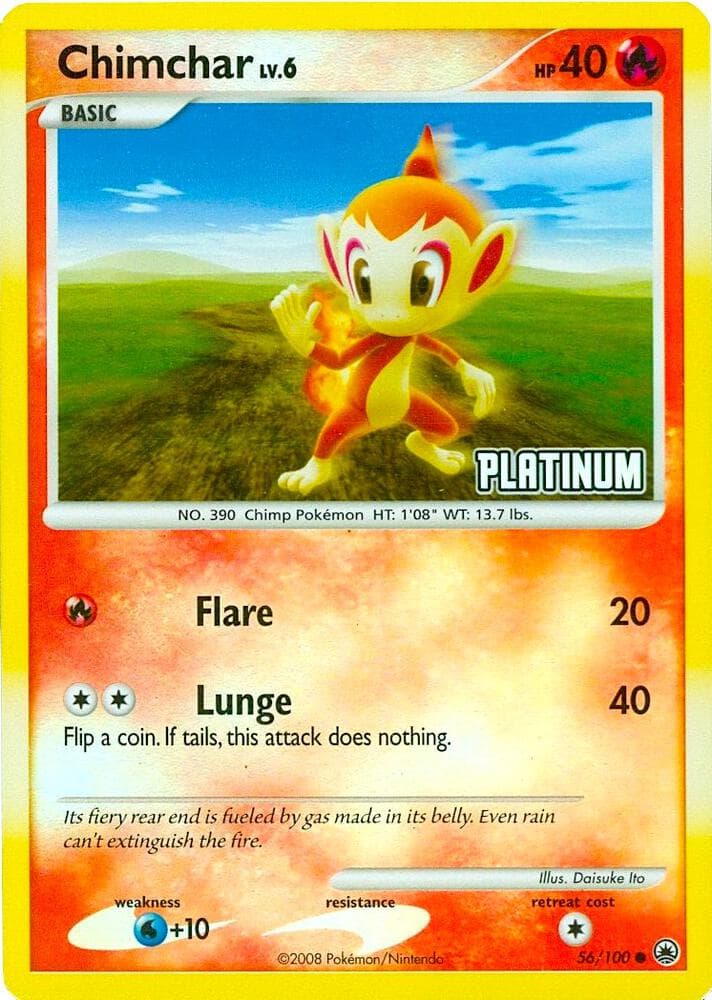 Chimchar - 56/100 [Platinum] — Burger King Promos 56 Pokémon card