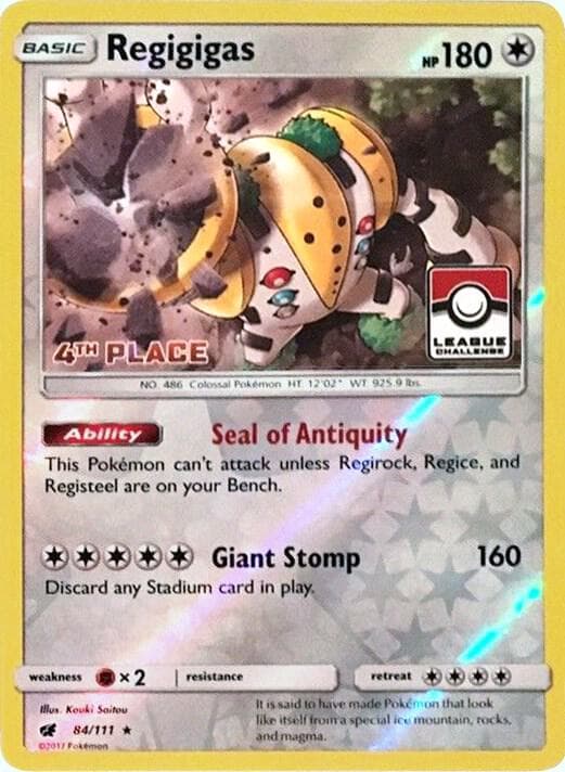 Regigigas - 84/111 (League Challenge) [4th Place] — League & Championship Cards 84 Pokémon card