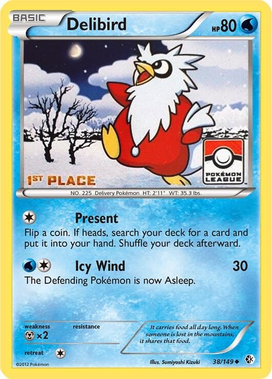 Delibird - 38/149 (Pokemon League) [1st Place] — League & Championship Cards 38 Pokémon card
