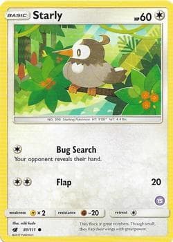 Starly (15) — SM Trainer Kit: Alolan Sandslash & Alolan Ninetales 81 Pokémon card