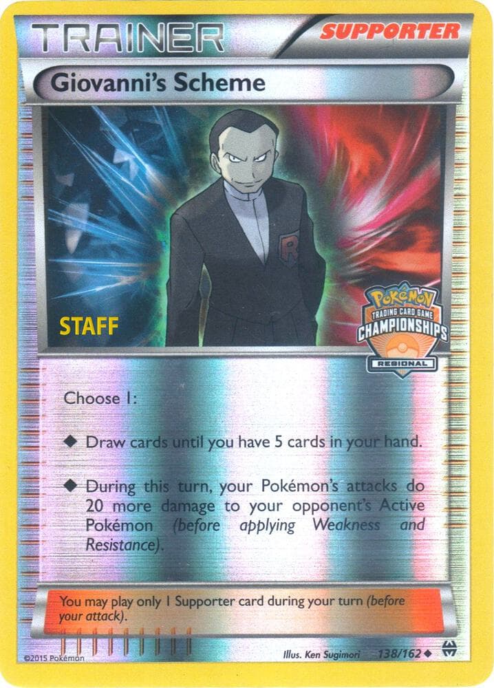 Giovanni's Scheme - 138/162 (Regional Championships) [Staff] — League & Championship Cards 138 Pokémon card