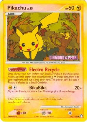 Pikachu - 94/123 (Diamond & Pearl) — Burger King Promos 94 Pokémon card