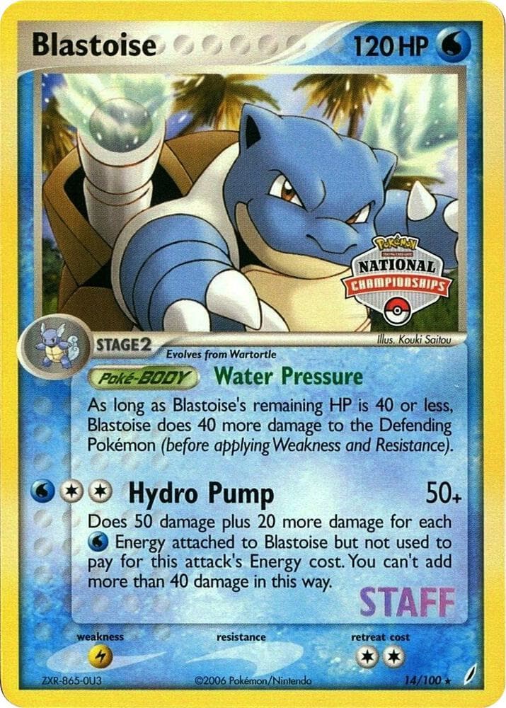 Blastoise - 14/100 (National Championships) [Staff] — League & Championship Cards 14 Pokémon card