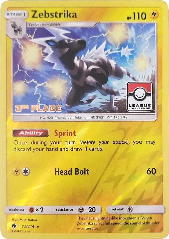 Zebstrika - 82/214 (League Challenge) [3rd Place] — League & Championship Cards 82 Pokémon card