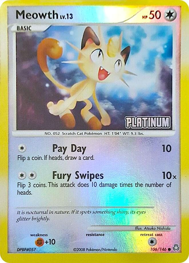 Meowth - 106/146 [Platinum] — Burger King Promos 106 Pokémon card