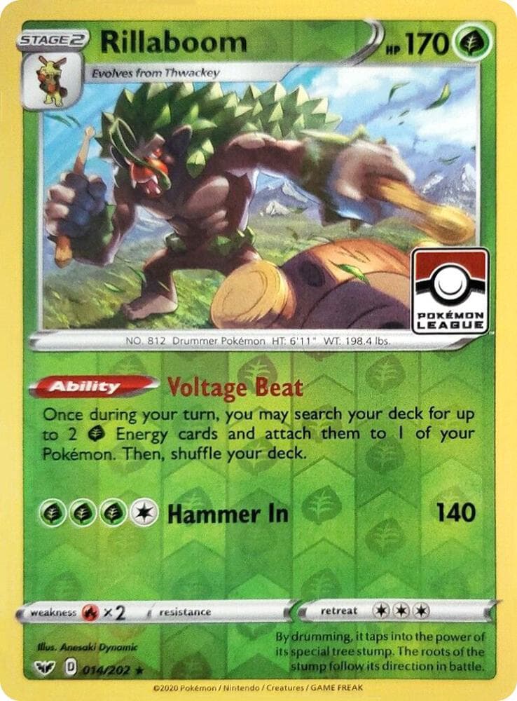 Rillaboom - 014/202 (Pokemon League) — League & Championship Cards 14 Pokémon card