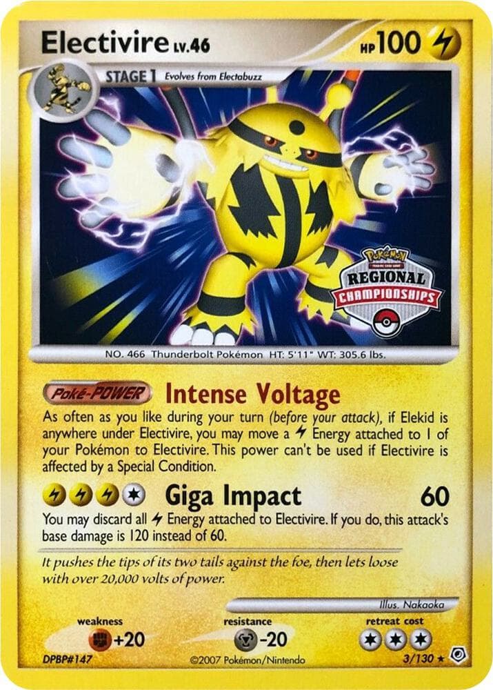 Electivire - 3/130 (Regional Championships) — League & Championship Cards 3 Pokémon card