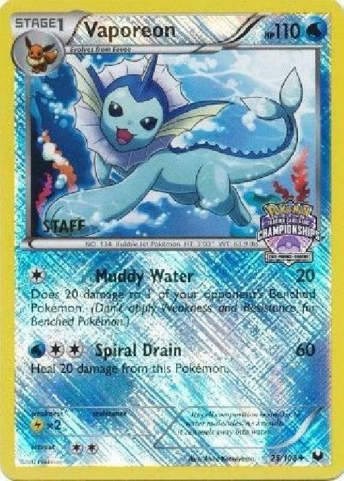 Vaporeon - 25/108 (State Championships) [Staff] — League & Championship Cards 25 Pokémon card