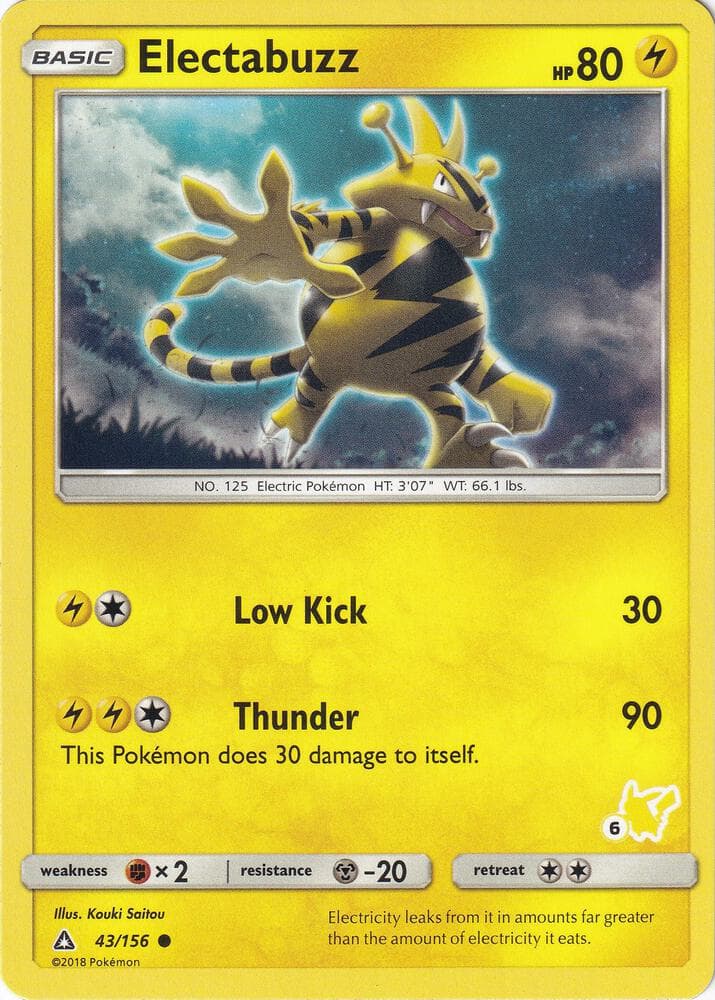 Electabuzz - 43/156 (#6 Pikachu Stamped) — Battle Academy 43 Pokémon card
