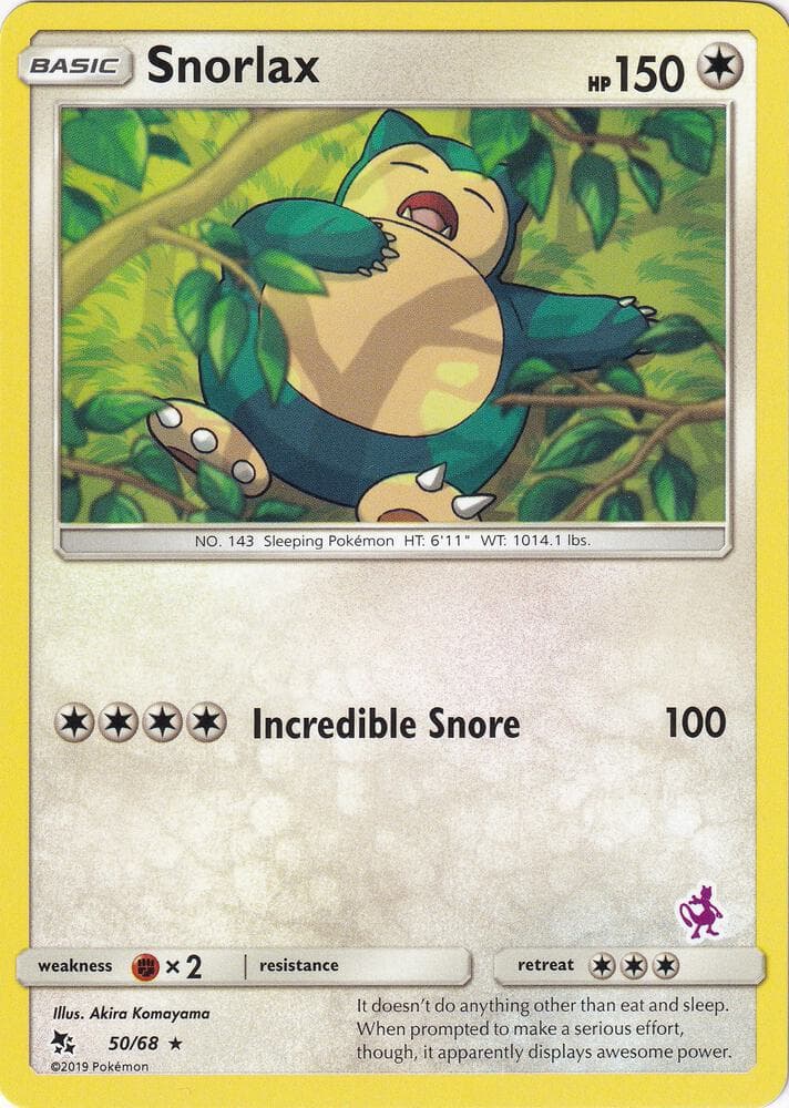 Snorlax - 50/68 (Mewtwo Stamped) — Battle Academy 50 Pokémon card