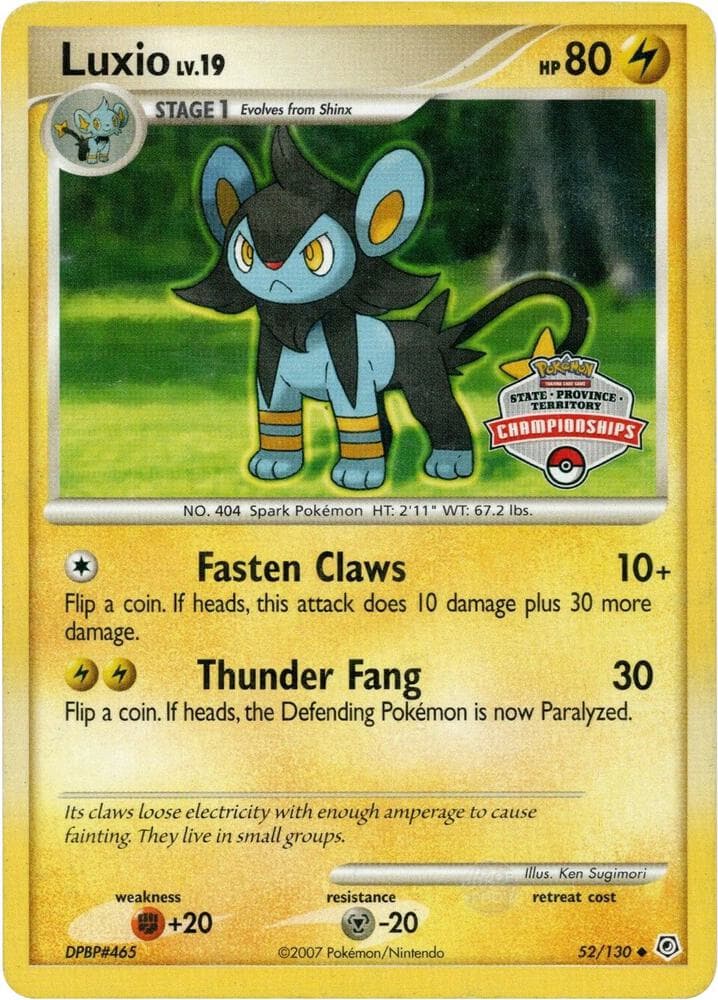 Luxio - 52/130 (State Championship Promo) — League & Championship Cards 52 Pokémon card