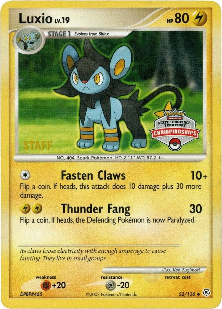 Luxio - 52/130 (State Championships) [Staff] — League & Championship Cards 52 Pokémon card