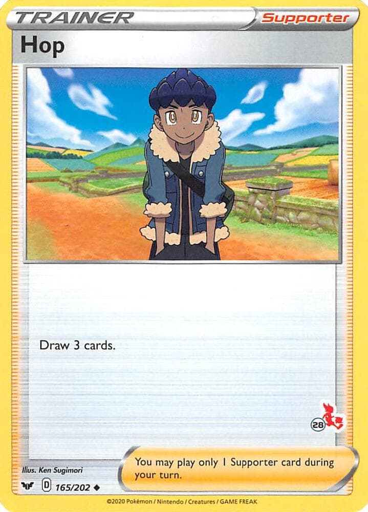 Hop - 165/202 (#28 Cinderace Stamped) — Battle Academy 2022 165 Pokémon card