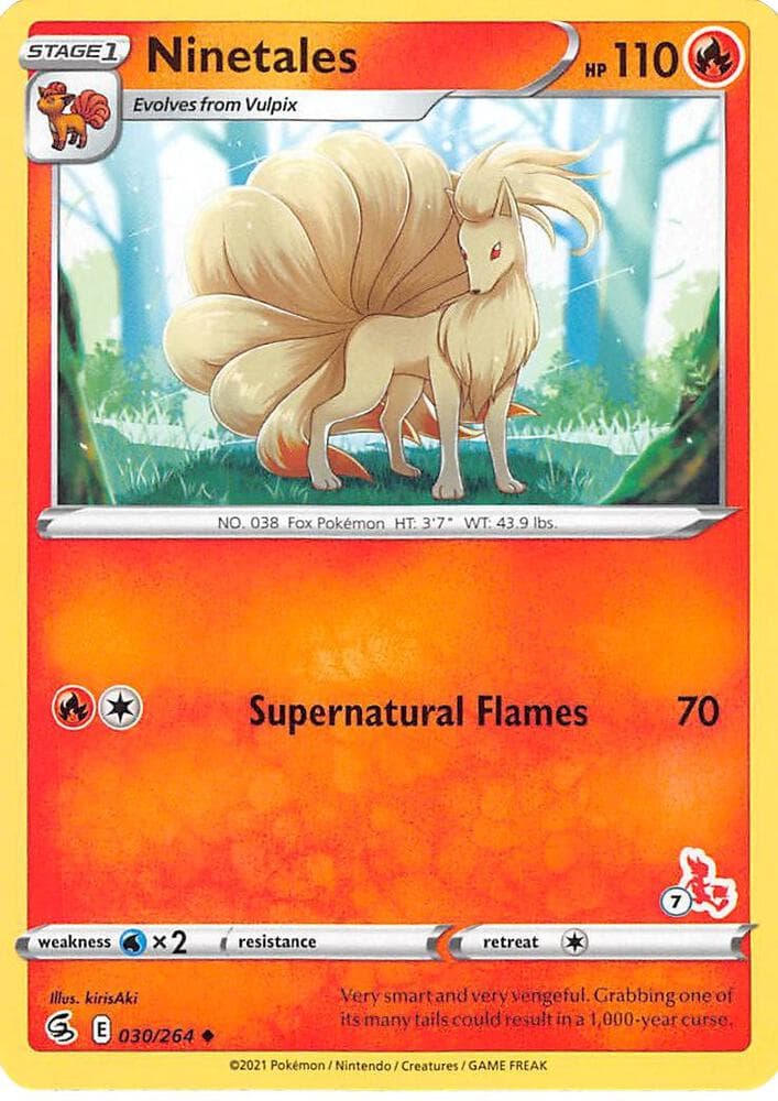 Ninetales - 030/264 (#7 Cinderace Stamped) — Battle Academy 2022 30 Pokémon card