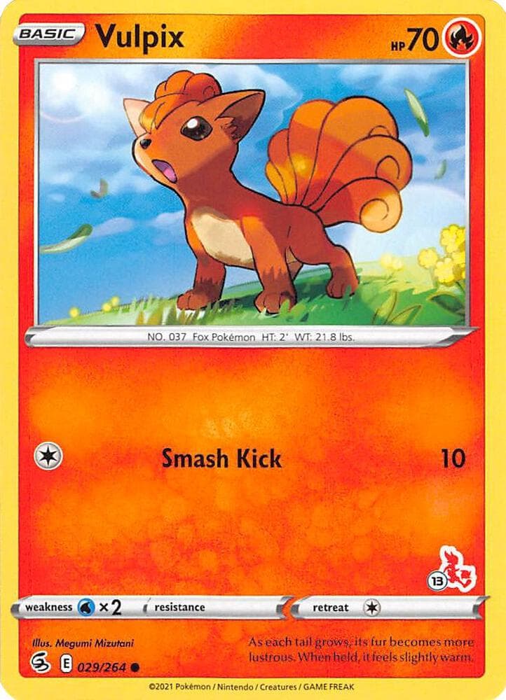 Vulpix - 029/264 (#13 Cinderace Stamped) — Battle Academy 2022 29 Pokémon card