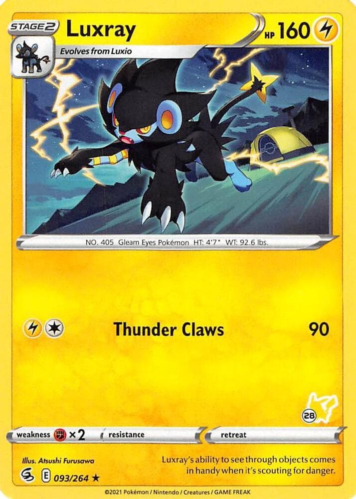 Luxray - 093/264 (#28 Pikachu Stamped) — Battle Academy 2022 93 Pokémon card