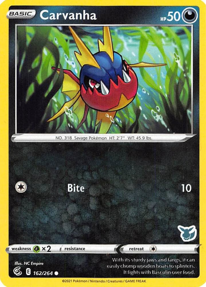 Carvanha - 162/264 (Eevee Stamped) — Battle Academy 2022 162 Pokémon card