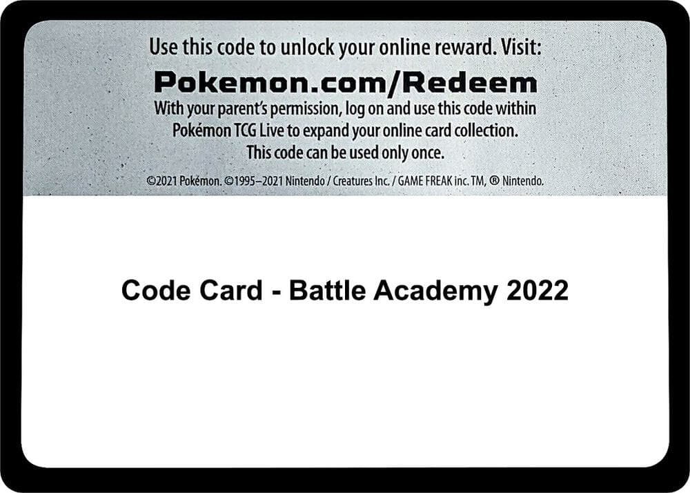 Code Card - Battle Academy 2022 — Battle Academy 2022 p278673 Pokémon card
