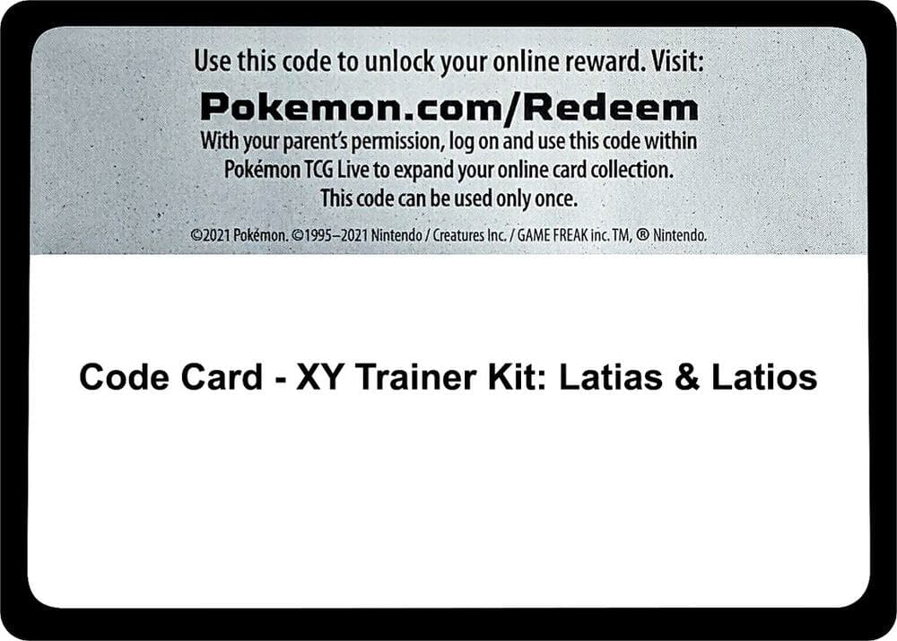 Code Card - XY Trainer Kit: Latias & Latios — XY Trainer Kit: Latias & Latios p283259 Pokémon card