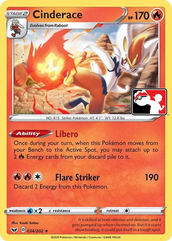 Cinderace — Prize Pack Series Cards 34 Pokémon card