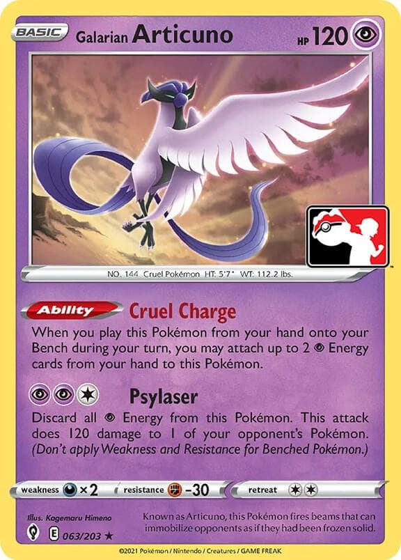 Galarian Articuno — Prize Pack Series Cards 63 Pokémon card