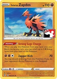 Galarian Zapdos — Prize Pack Series Cards 82 Pokémon card