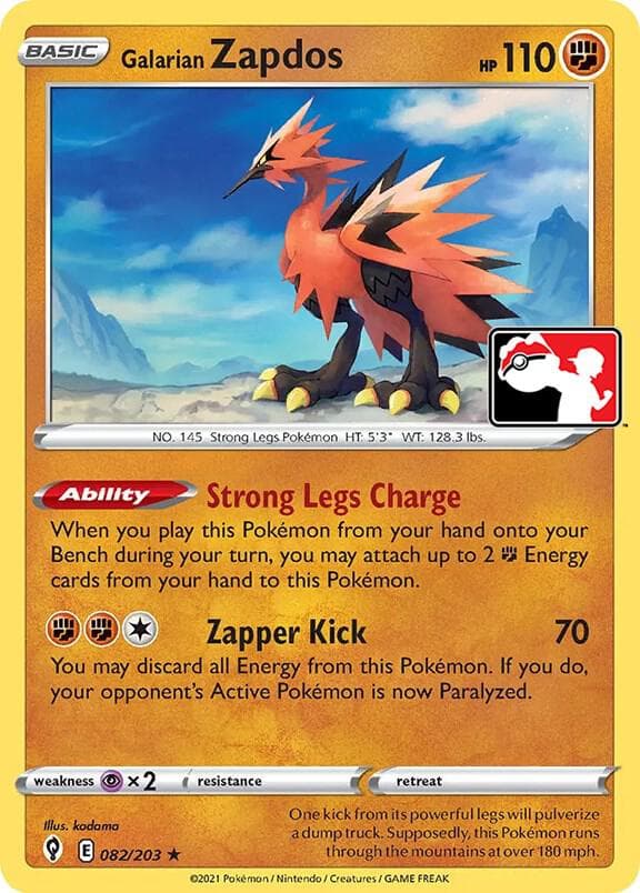 Galarian Zapdos — Prize Pack Series Cards 82 Pokémon card