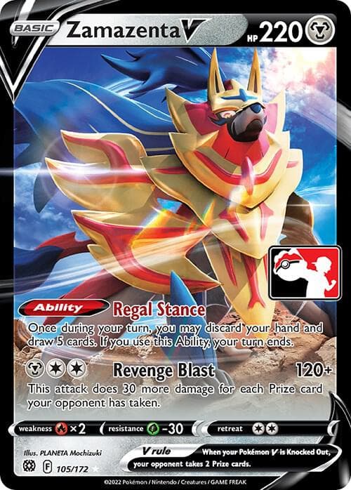 Zamazenta V — Prize Pack Series Cards 105 Pokémon card