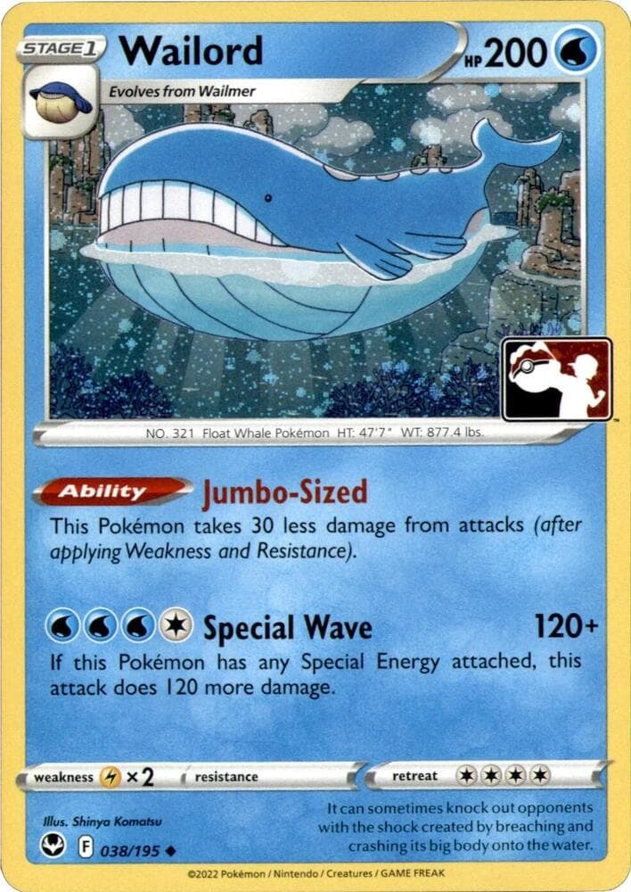 Wailord - 038/195 (Cosmos Holo) — Prize Pack Series Cards 38 Pokémon card
