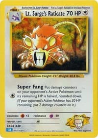 Lt. Surge's Raticate — Trading Card Game Classic 16
