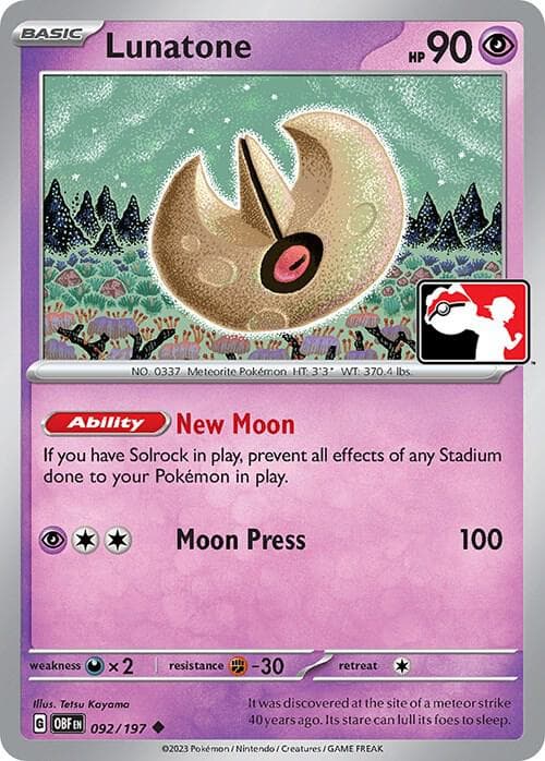 Lunatone — Prize Pack Series Cards 92 Pokémon card