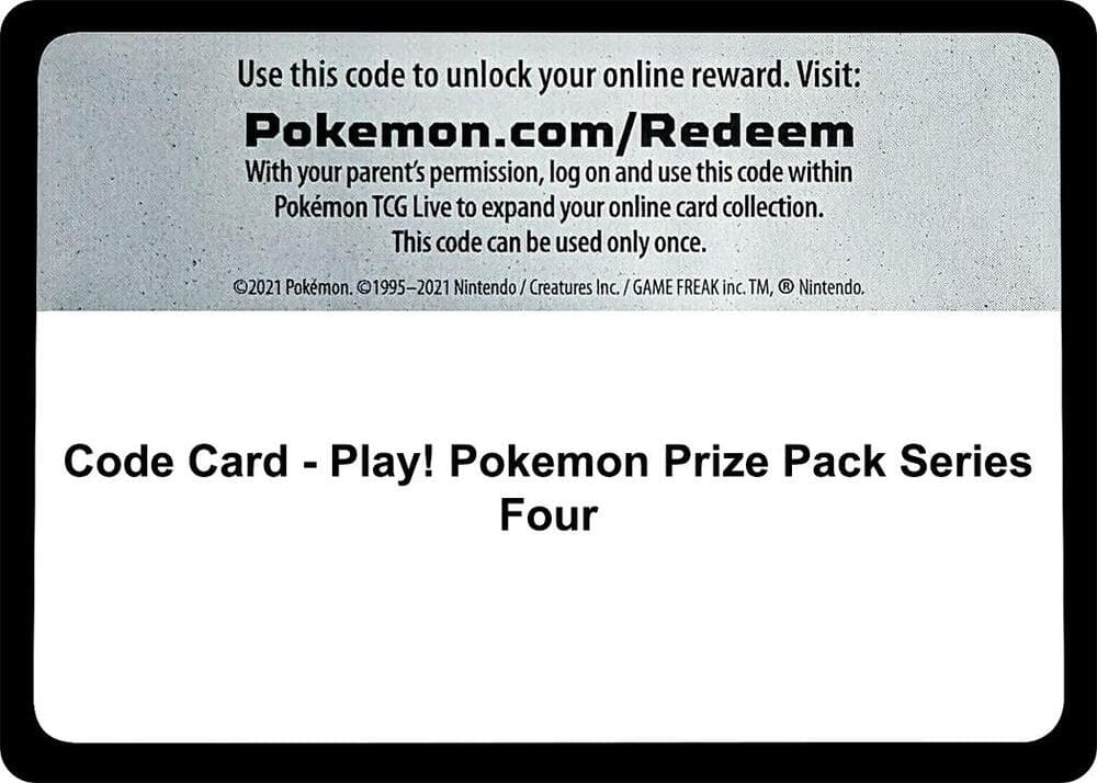 Code Card - Play! Pokemon Prize Pack Series Four — Prize Pack Series Cards p556446 Pokémon card