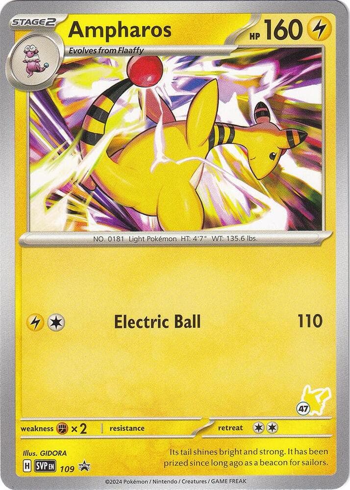 Ampharos - Pikachu 47 — Battle Academy 2024 109 Pokémon card