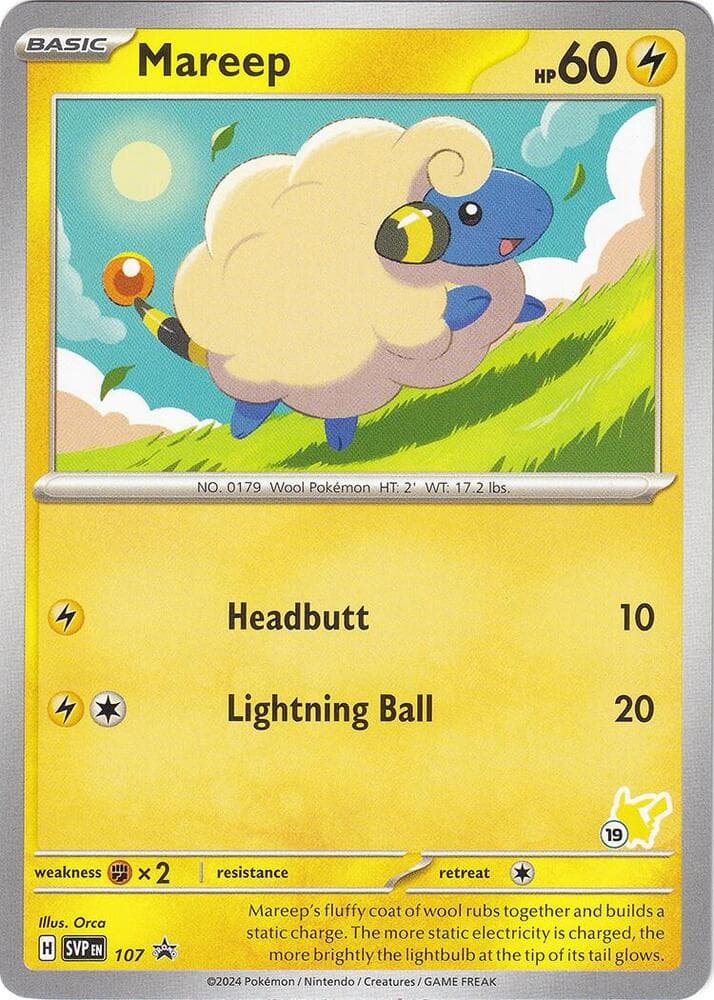 Mareep - Pikachu 19 — Battle Academy 2024 107 Pokémon card
