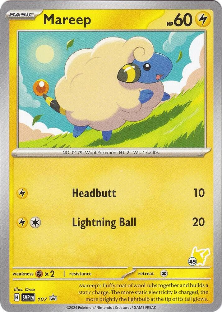 Mareep - Pikachu 45 — Battle Academy 2024 107 Pokémon card