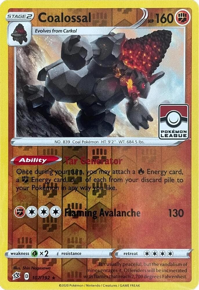 Coalossal - 107/192 (League Promo) — League & Championship Cards 107 Pokémon card