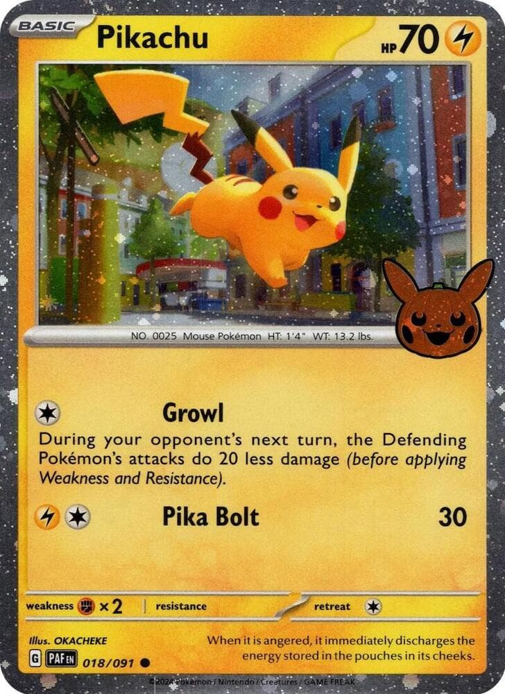 Pikachu - 018/091 (Cosmos Holo) — Trick or Trade BOOster Bundle 2024 18 Pokémon card