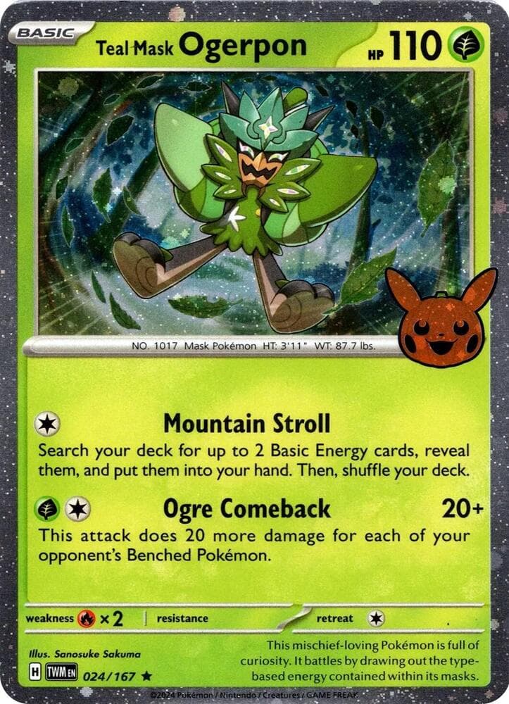 Teal Mask Ogerpon (Cosmos Holo) — Trick or Trade BOOster Bundle 2024 24 Pokémon card