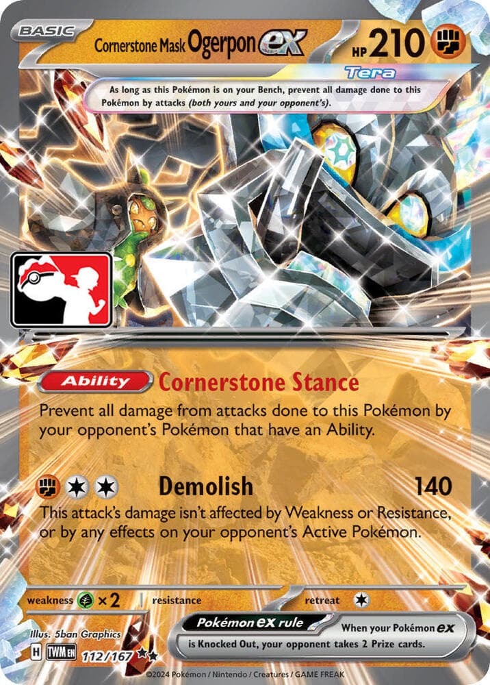 Cornerstone Mask Ogerpon ex — Prize Pack Series Cards 112 Pokémon card