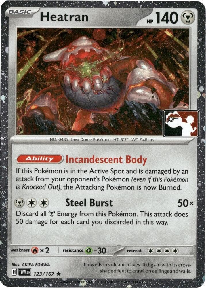 Heatran - 123/167 (Cosmos Holo) — Prize Pack Series Cards 123 Pokémon card