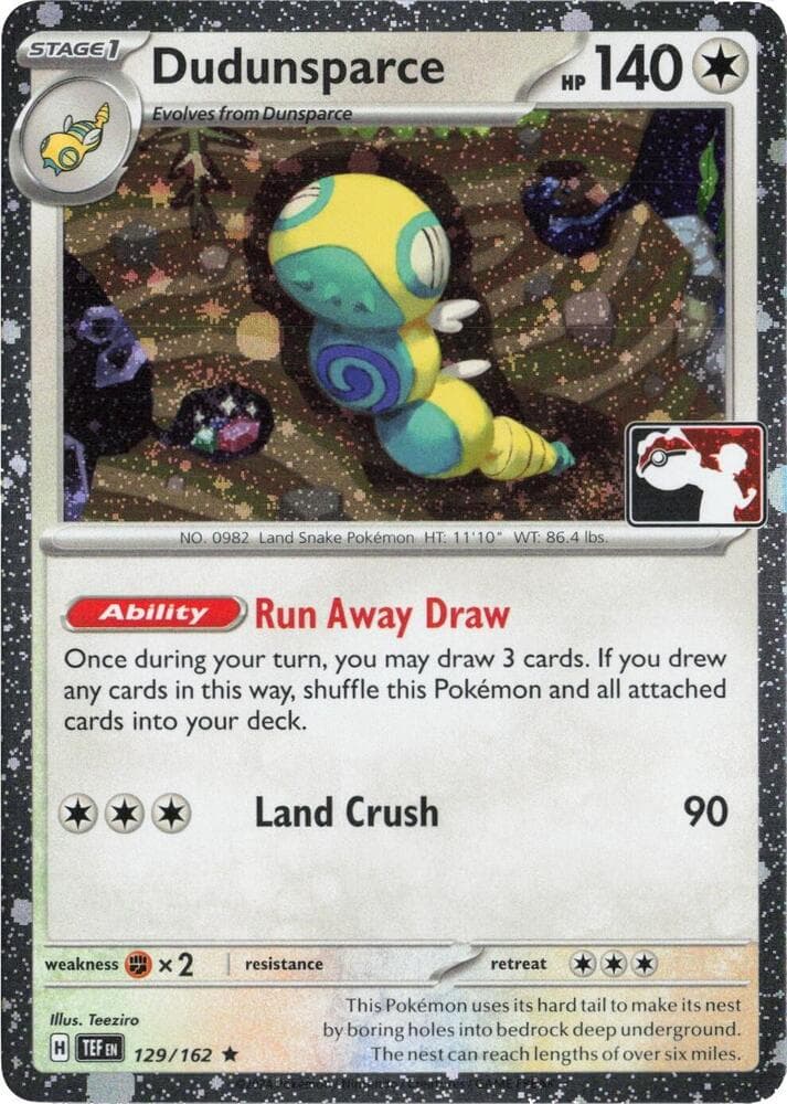 Dudunsparce - 129/162 (Cosmos Holo) — Prize Pack Series Cards 129 Pokémon card