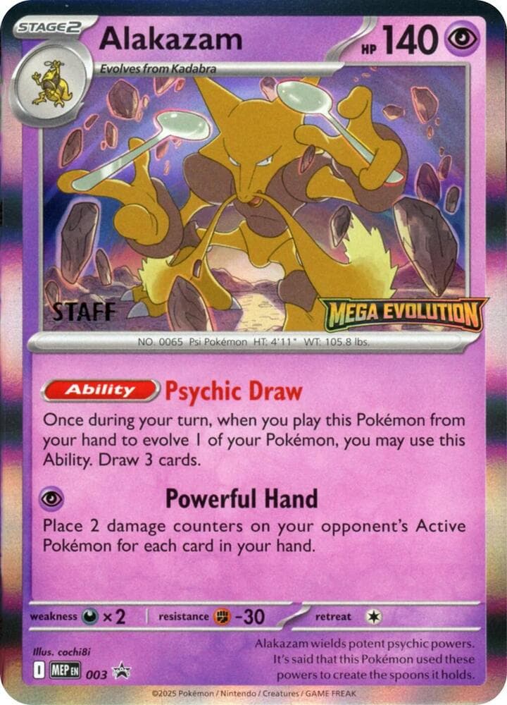 Alakazam - 003 [Staff] — Mega Evolution Promo 3 Pokémon card