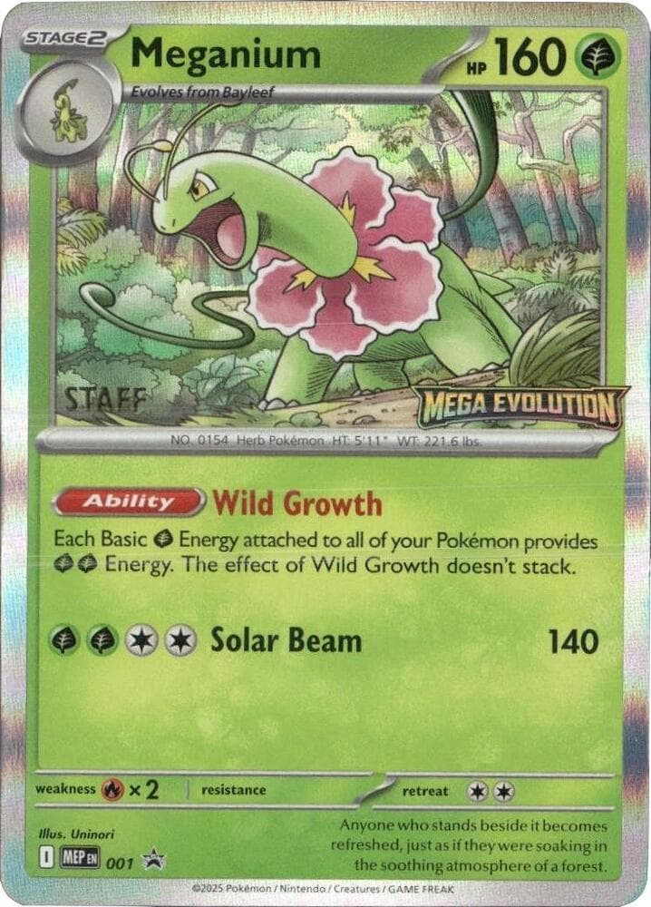 Meganium - 001 [Staff] — Mega Evolution Promo 1 Pokémon card