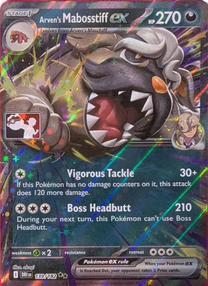 Arven's Mabosstiff ex — Prize Pack Series Cards 139 Pokémon card